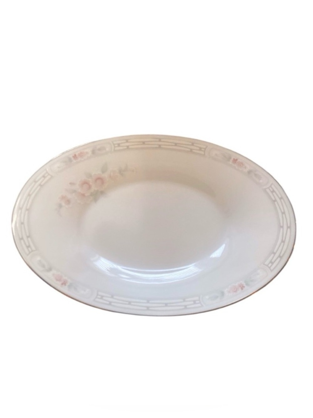 Noritake Carthage 3330‎ Small Oval Platter 8” Pink Gray Floral Plate Retired VTG